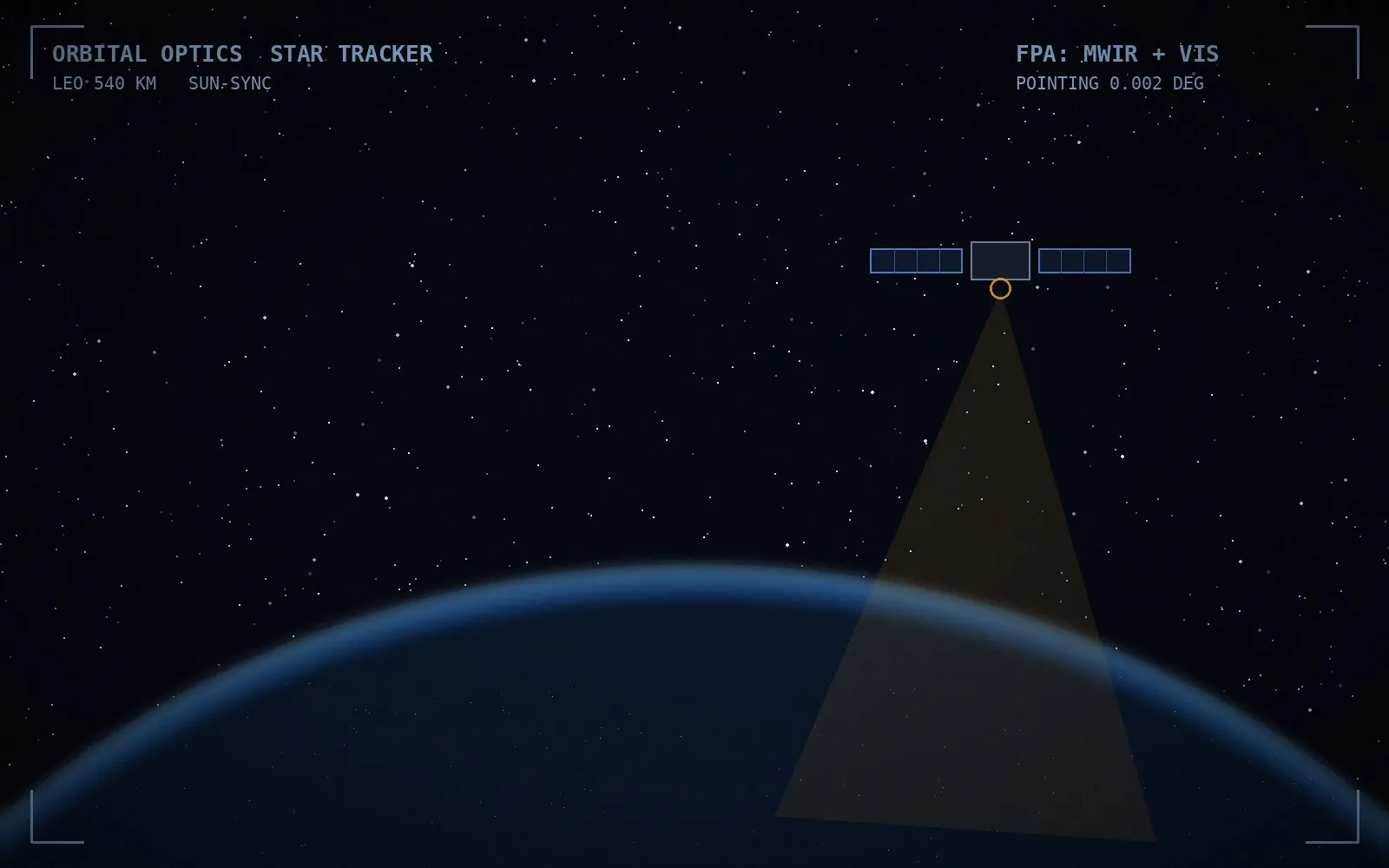 Concept visual of a satellite optical payload above the Earth limb